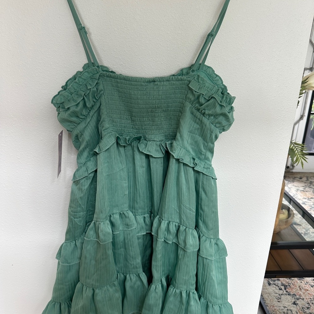 Wild Fable Green Ruffle Mini Dress - Picture 2 of 4